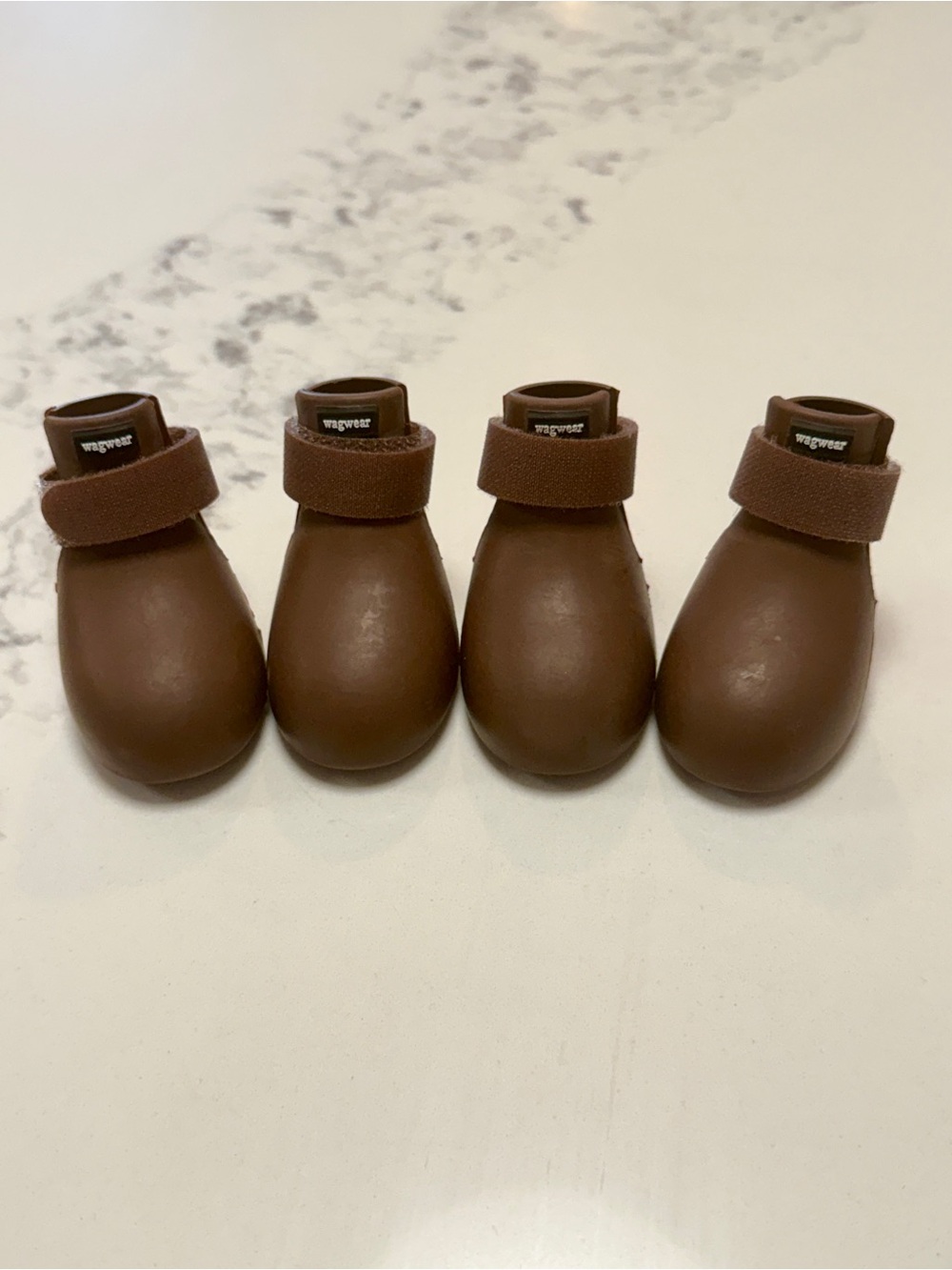 Wagwear Wagwellies Brown Waterproof Dog Boots with Adjustable Straps size XS